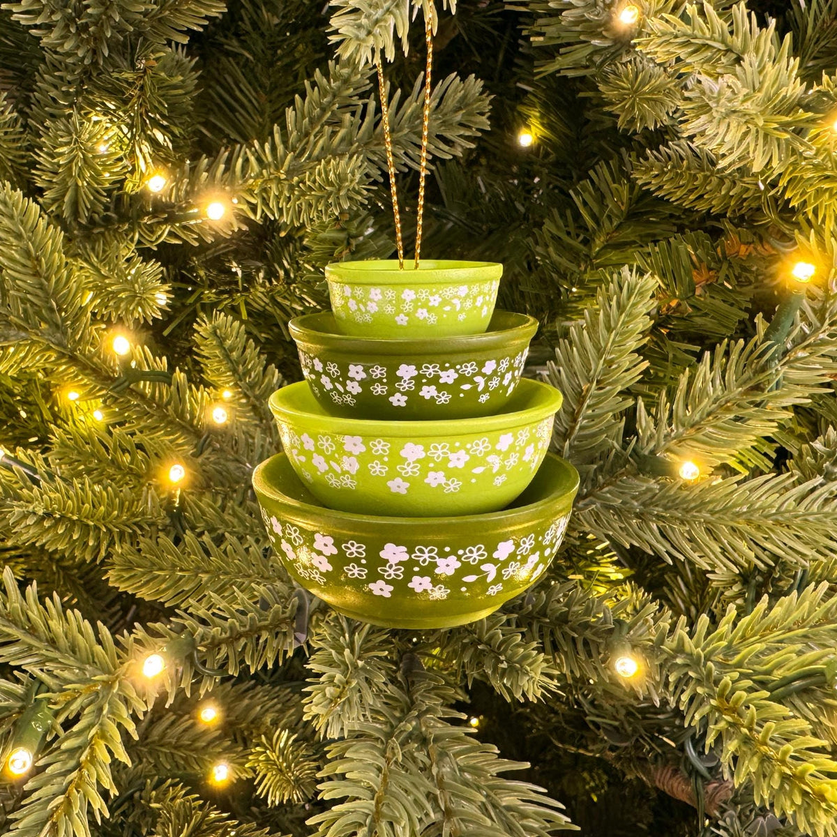 Retro Miniature Kitchen Bowl Stack Christmas Ornament Decor