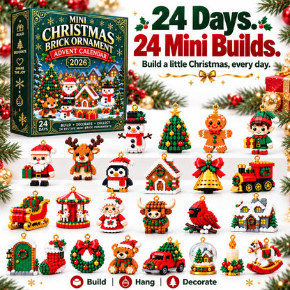 🎄 24-Day Mini Christmas Ornament Advent Calendar | 24 unique festive buildable designs with hanging loops—perfect for decorating Christmas trees, wreaths, and holiday displays 🧱