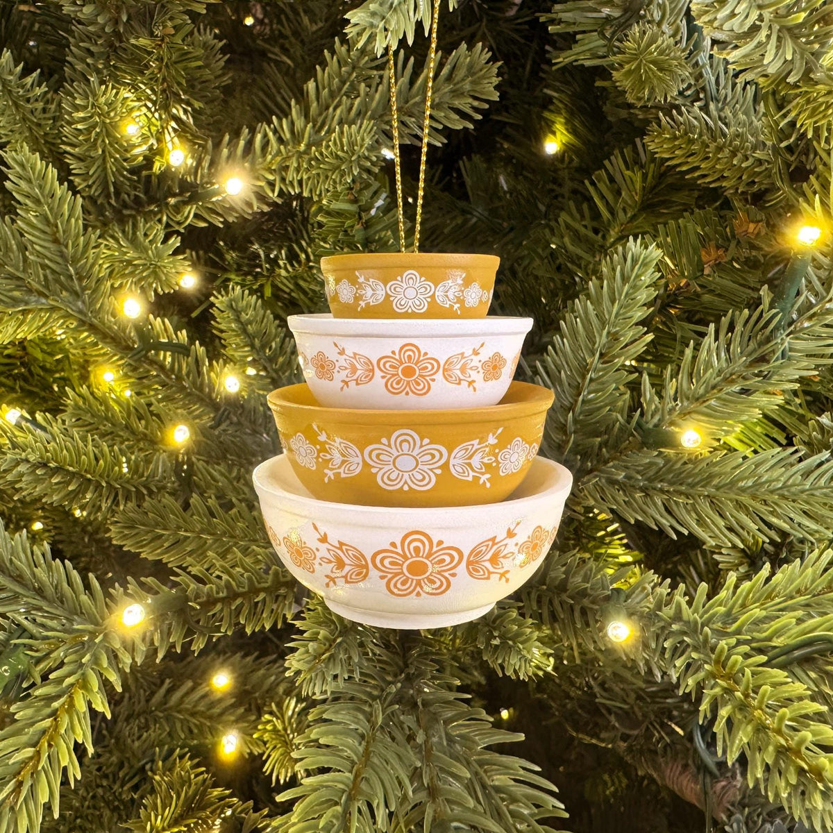 Retro Miniature Kitchen Bowl Stack Christmas Ornament Decor