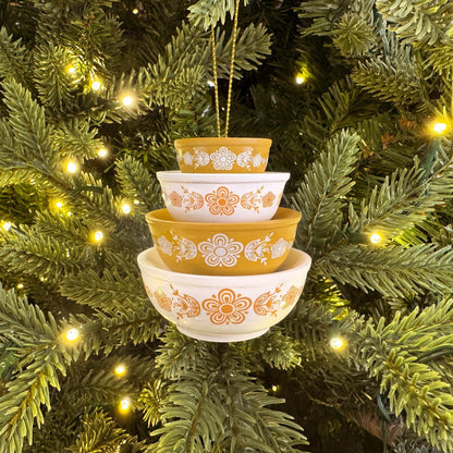 Retro Miniature Kitchen Bowl Stack Christmas Ornament Decor