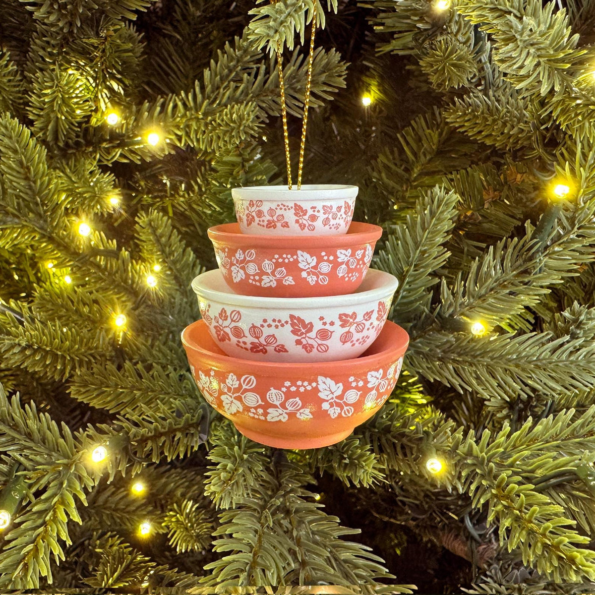 Retro Miniature Kitchen Bowl Stack Christmas Ornament Decor