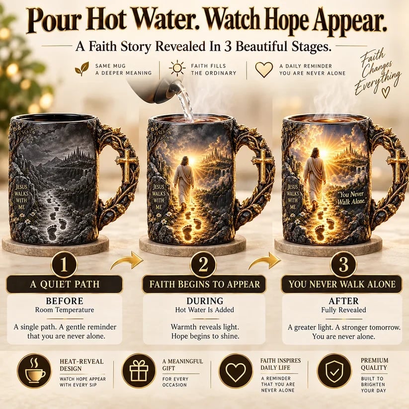 🔥 Last Day 49% OFF - 🔥✝️ Jesus Walks With Me™ – Heat-Reveal Faith Mug | You Are Never Alone (📦Buy 2 Free Shipping)