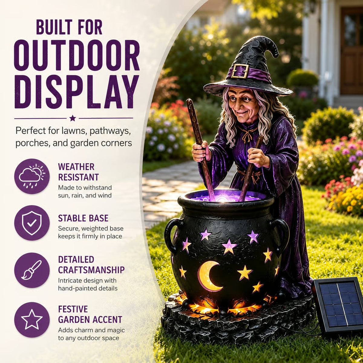 🪄Halloween Witch Glowing Cauldron Solar Light
