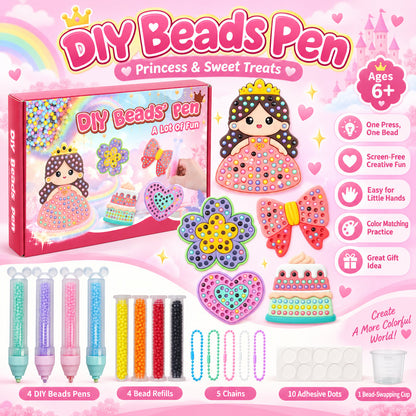 ✨ One-Press Bead Art Pen DIY Kit – 🎨 Creative Screen-Free Craft Set