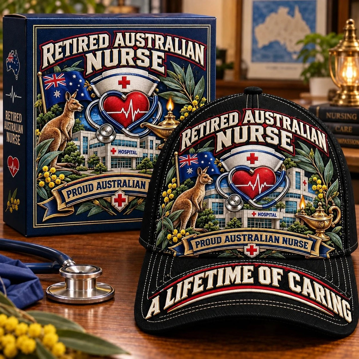 👩‍⚕️💖 “A Lifetime of Caring” Retired Australian Nurse Commemorative Cap| Cotton-Poly Blend • Detailed Embroidery • Adjustable Fit