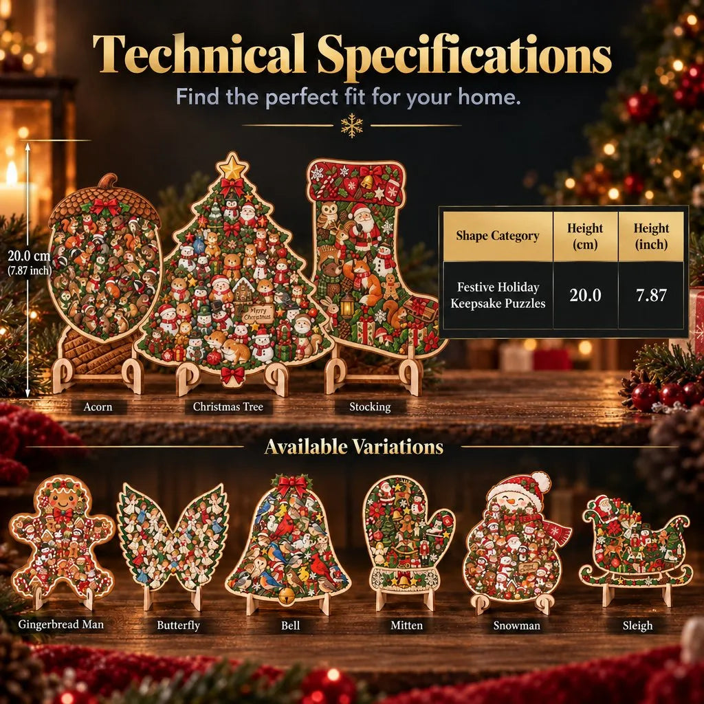 🎄 ✨ Intricate Christmas Keepsake Wooden Puzzle Ornaments – Artistic Festive Tabletop Décor