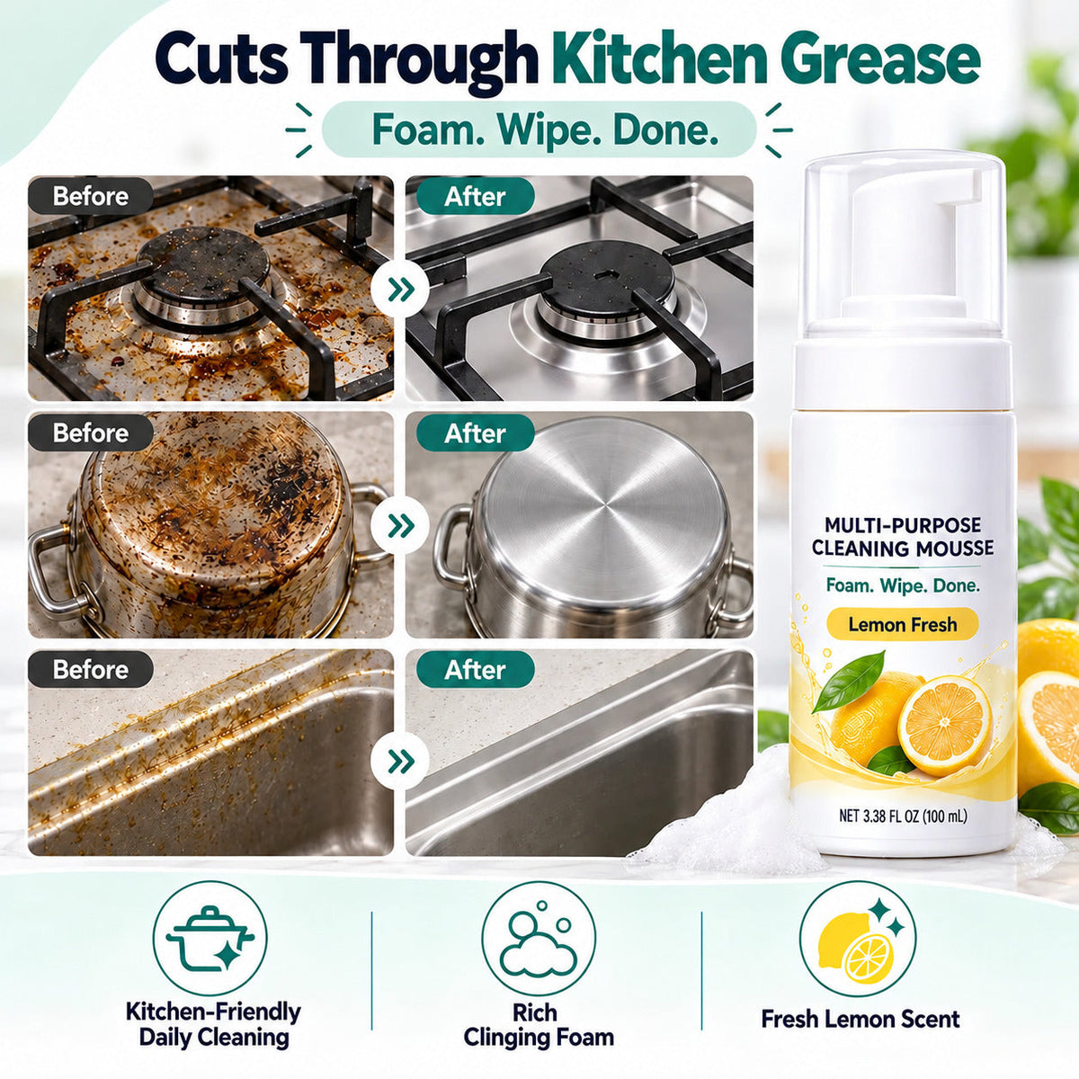 Multi-Purpose Cleaning Mousse | Powerful Foam for Everyday Messes
