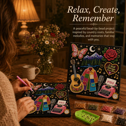 🎤 Premium 3D Pearl Dolly Country Music Tribute Art Kit | Luxury Flocked Canvas with Scratch-Resistant Non-Fading plastic Pearls & Faceted Drills DIY Keepsake Decor 💎✨