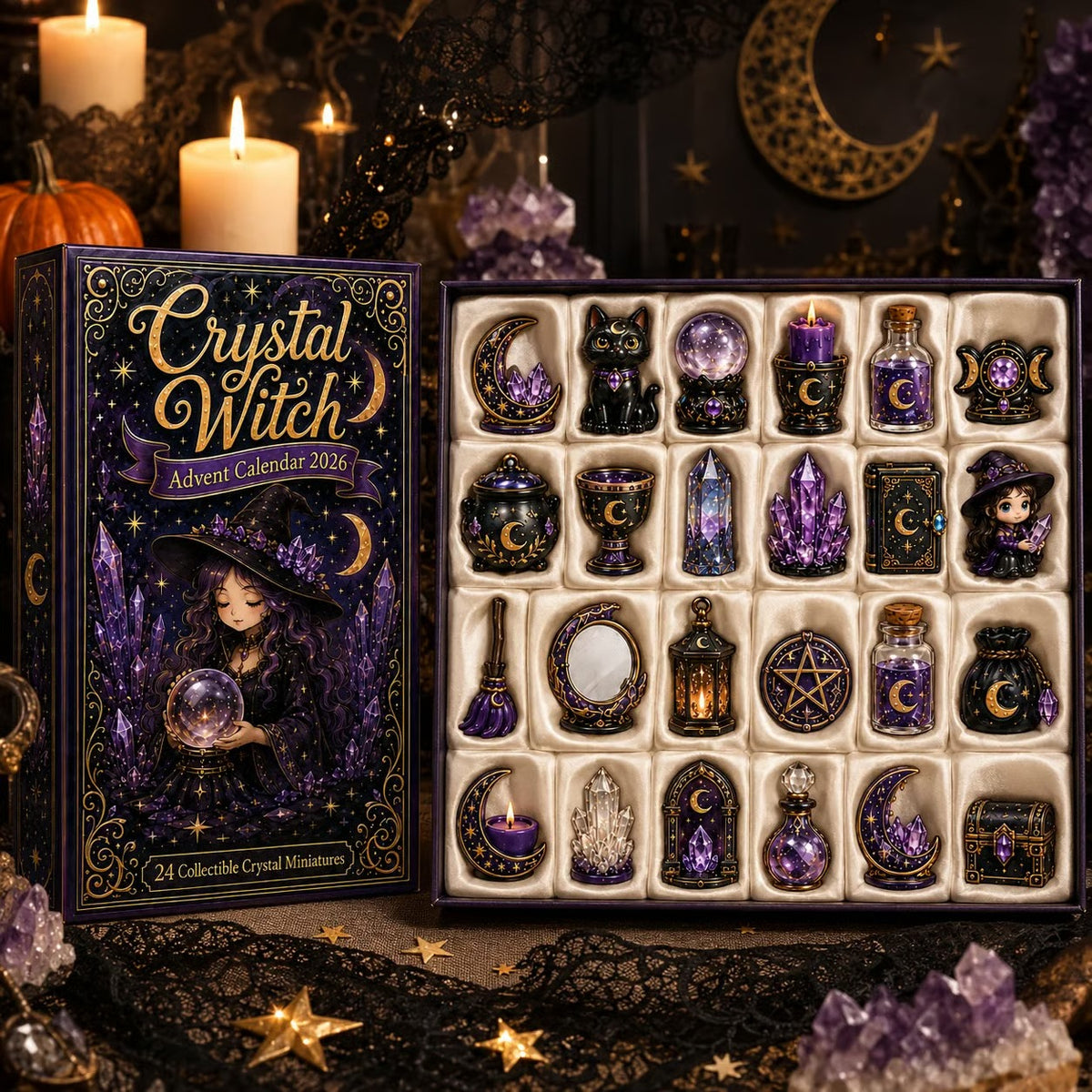 ⏳ Last Day 50% OFF – 🔮 2026 Crystal Witch Advent Calendar | 24 Days of Mystical Miniatures, Crystal-Inspired Surprises & Witchy Fantasy Charm ✨