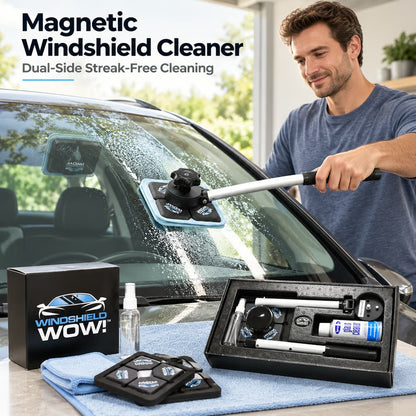 Dual Magnetic Car Windshield Cleaner | Streak-Free Auto Glass Cleaning Kit