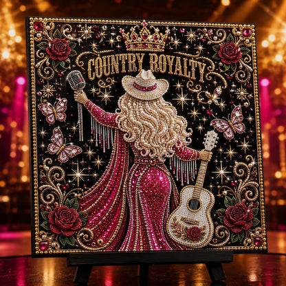 🎤 Premium 3D Pearl Dolly Country Music Tribute Art Kit | Luxury Flocked Canvas with Scratch-Resistant Non-Fading plastic Pearls & Faceted Drills DIY Keepsake Decor 💎✨