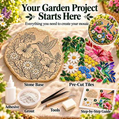 ⏳ Last Day 50% OFF – 🐦 Beginner-Friendly Hummingbird Wildflower Mosaic DIY Kit | Complete Kit with Mosaic Pieces, Tools & Guide Included 💕