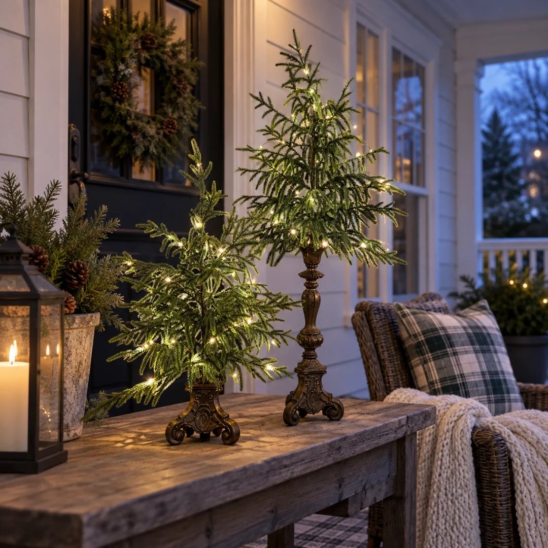 🎄🌲 Vintage Norfolk Pines with Warm White Lighting