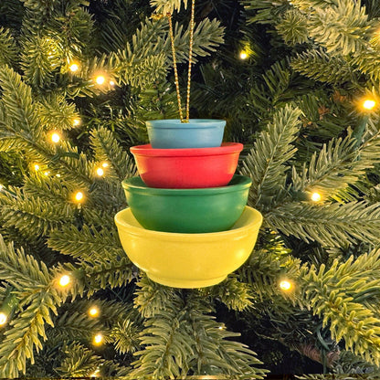 Retro Miniature Kitchen Bowl Stack Christmas Ornament Decor