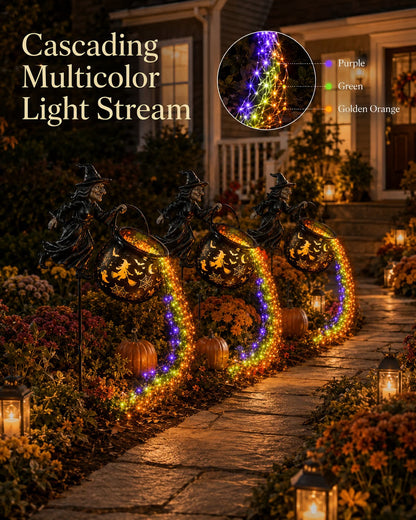 Halloween Witch Cauldron Garden Light