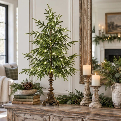 🎄🌲 Vintage Norfolk Pines with Warm White Lighting