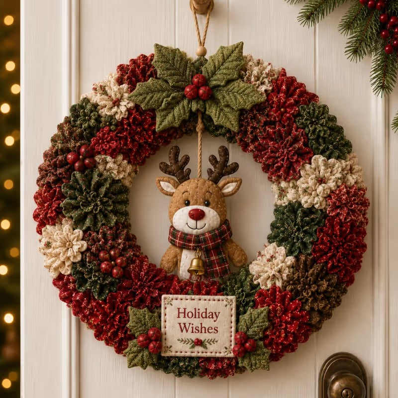 🎄 LAST DAY 50% OFF ✨ Make A Christmas Wreath You'll Be Proud To Display ❤ 3D Fabric Poke DIY Kit With Tutorial & Guide Included