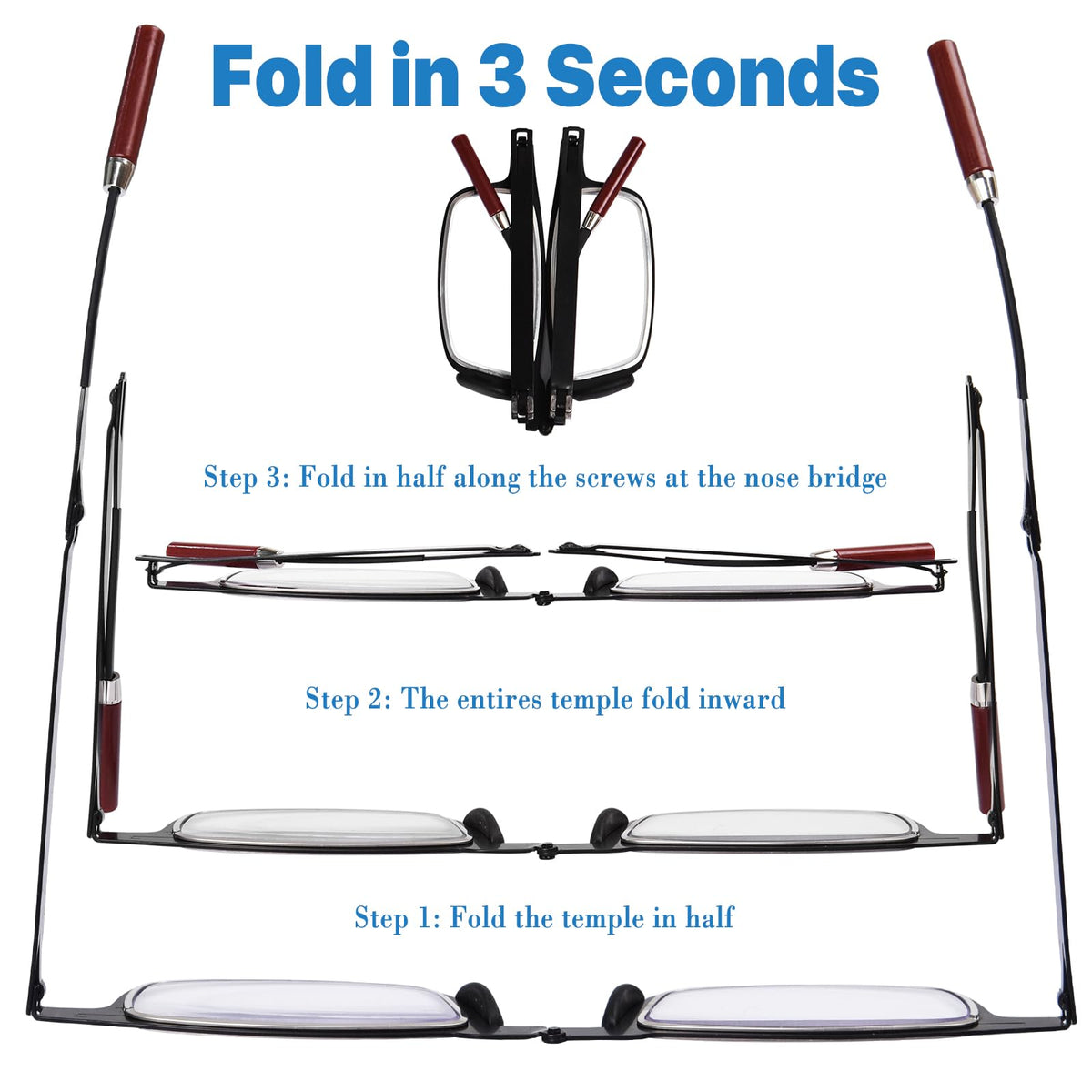 Portable Foldable Pocket Reading Glasses with Magnetic Phone Case & Stand — Ultra-Light, Anti-Blue Light