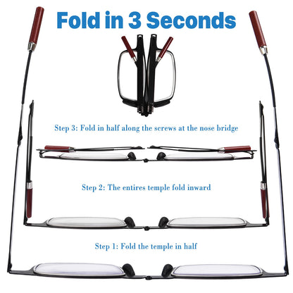 Portable Foldable Pocket Reading Glasses with Magnetic Phone Case & Stand — Ultra-Light, Anti-Blue Light