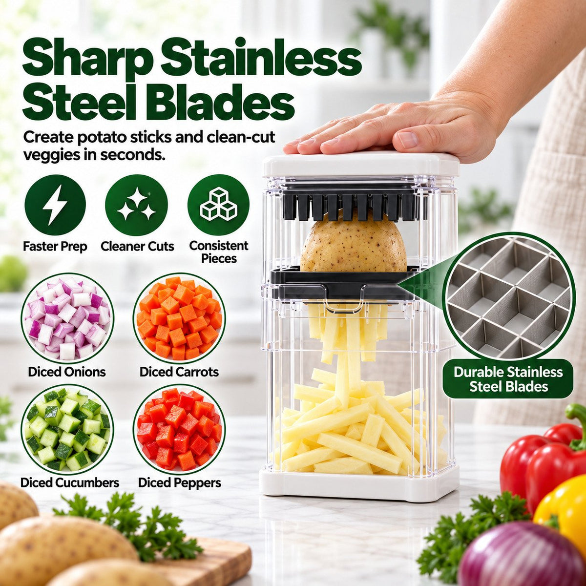 Stainless Steel Vegetable & French Fry Cutter