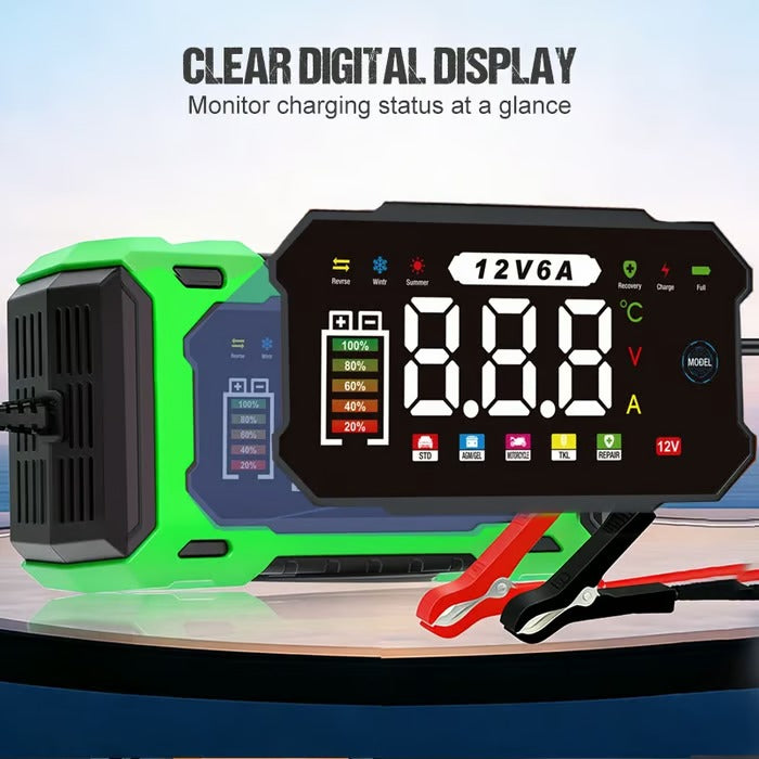 🔋 12V 6A Smart Car Battery Charger – Pulse Repair & Auto Maintenance | 50% OFF