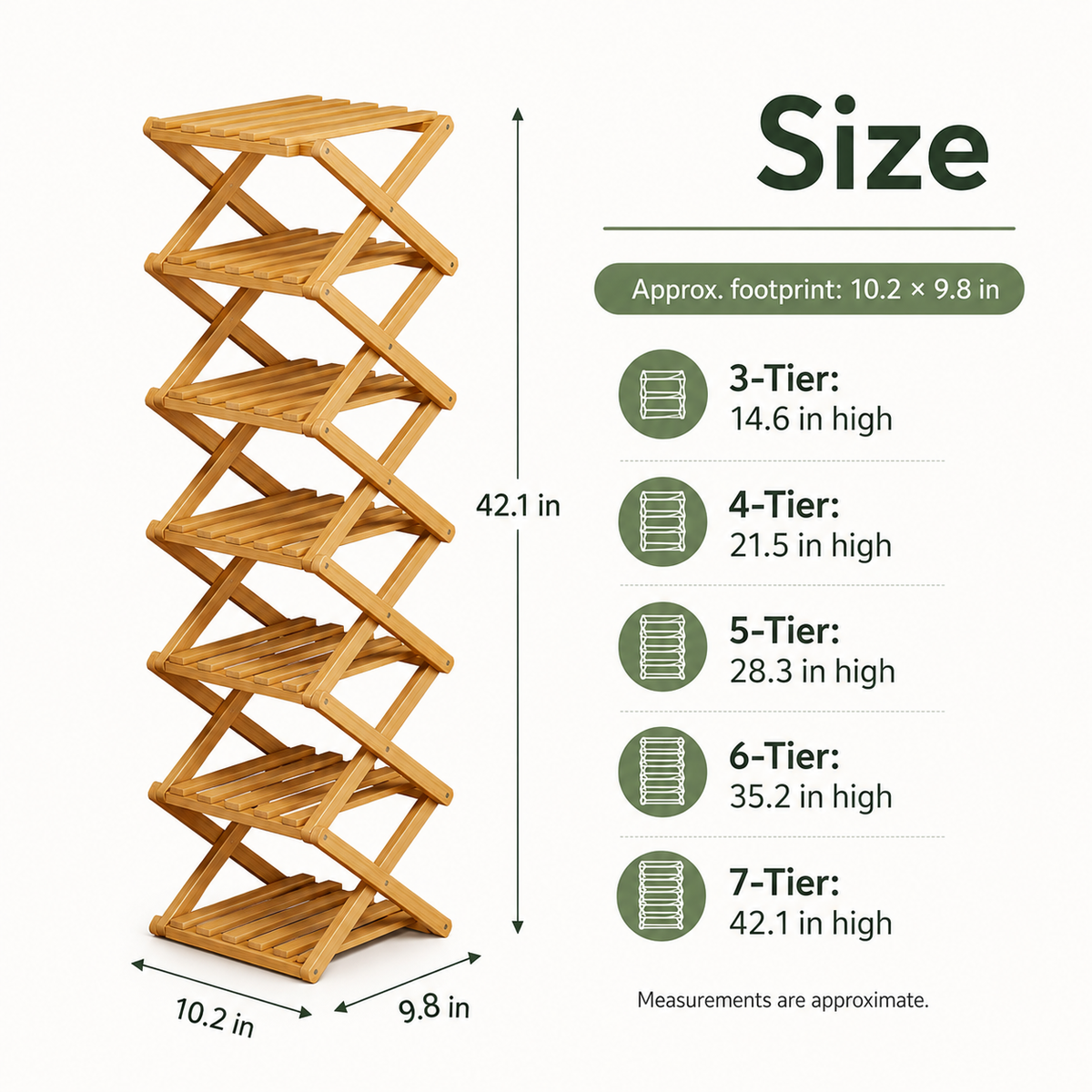 Foldable Bamboo Accordion Shoe Rack
