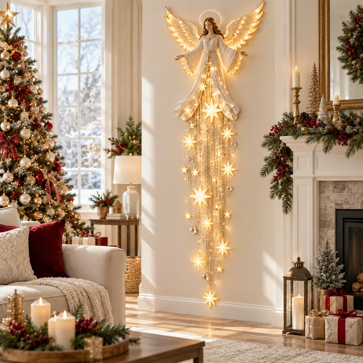 ✨Last Day 49% OFF✨ Angel Blessing Starfall Wall Light™ – Heavenly Christmas Wall Decor