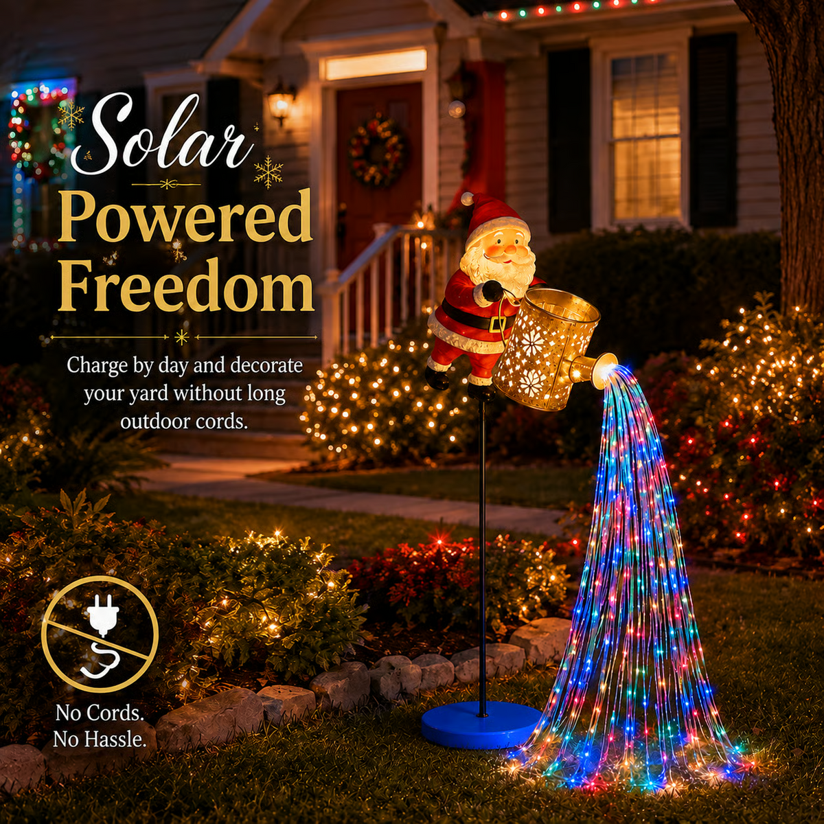 Solar Santa Waterfall Christmas Light