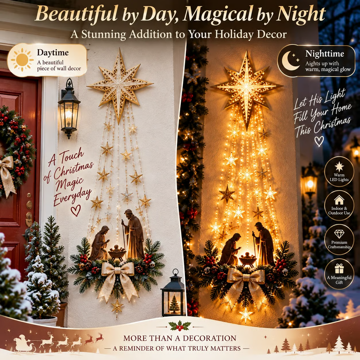 ✝️✨ Bethlehem Star of Faith  Lighted Nativity Wall Decor✨