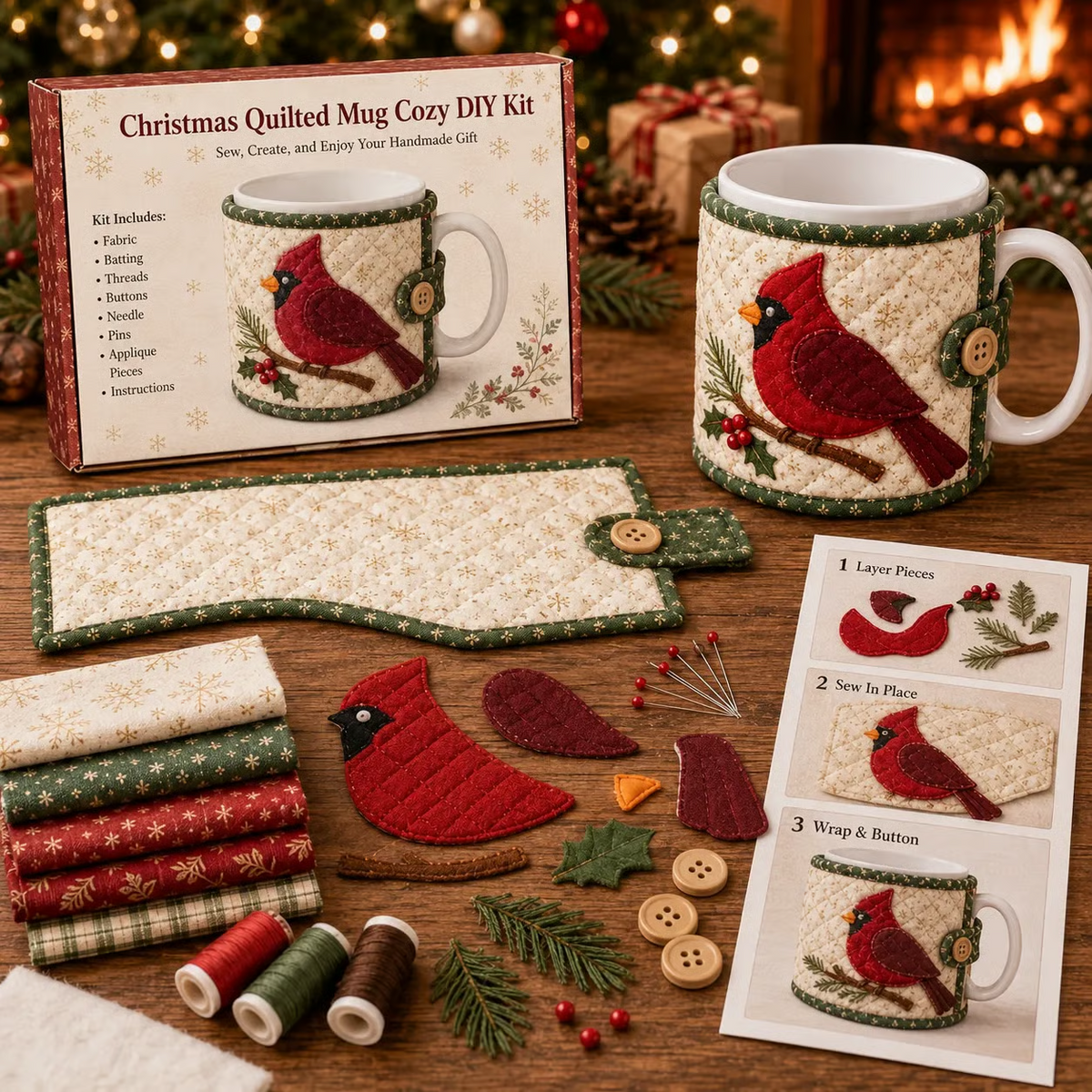 🎄 Christmas Mug Cozy Sewing Kit