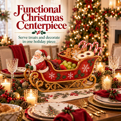 Santa Sleigh Holiday Serving Centerpiece
