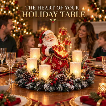 🎄 Glowing Christmas Centerpiece with Warm Flameless Candlelight ✨🕯️
