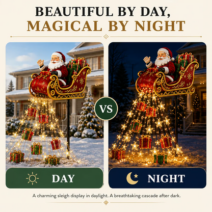 🎅✨ 2026 New Santa’s Flying Sleigh Gift Cascade – Solar Christmas Garden Light