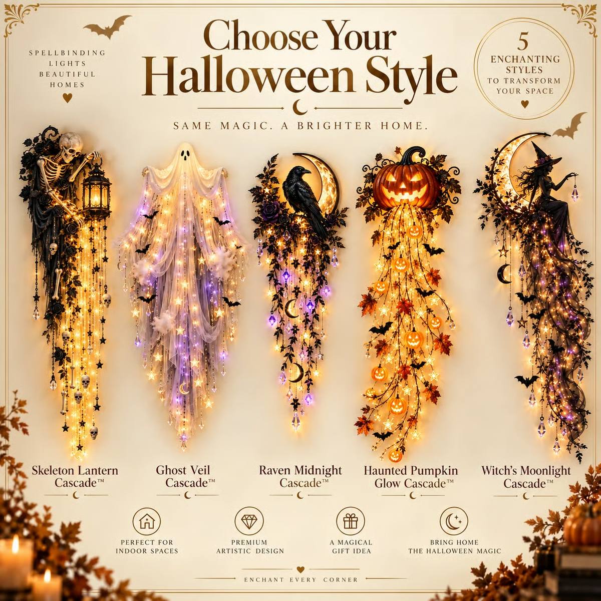✨Last Day 49% OFF✨Elegant Halloween Cascade Wall Light Collection