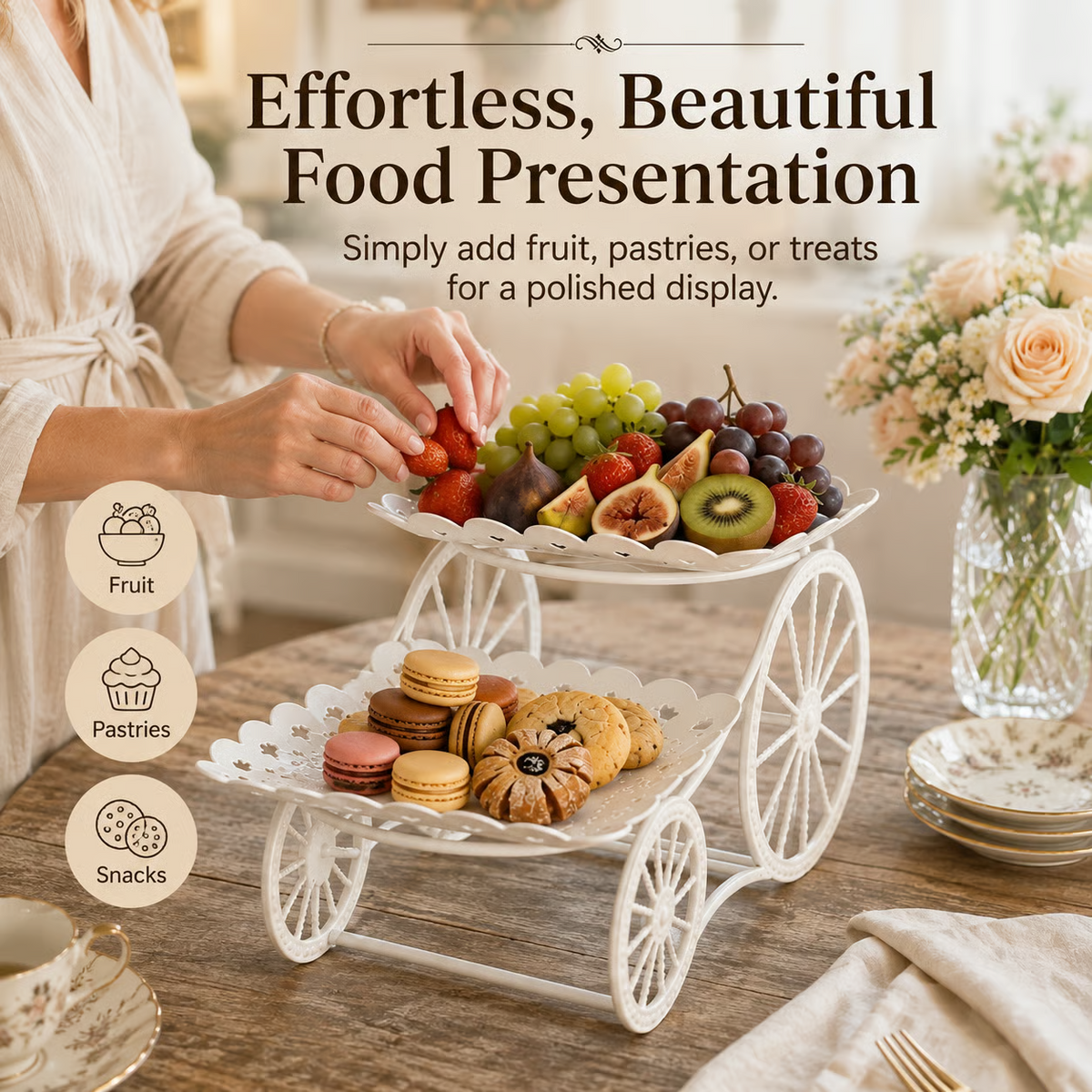 Vintage Carriage Fruit & Dessert Display Stand