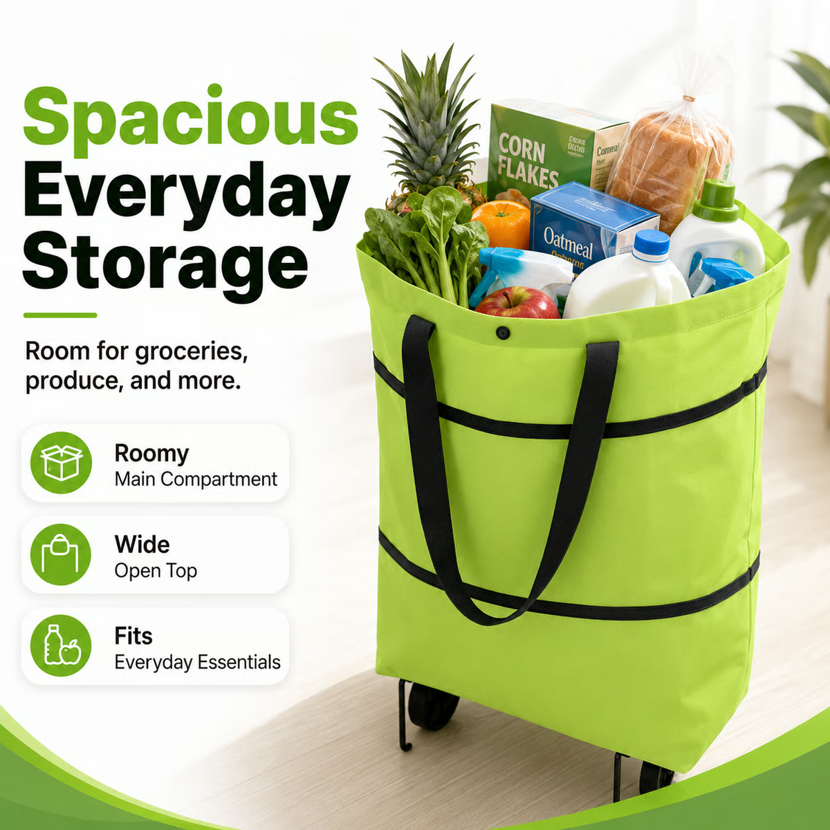 Foldable 2 in 1 Rolling Shopping Tote