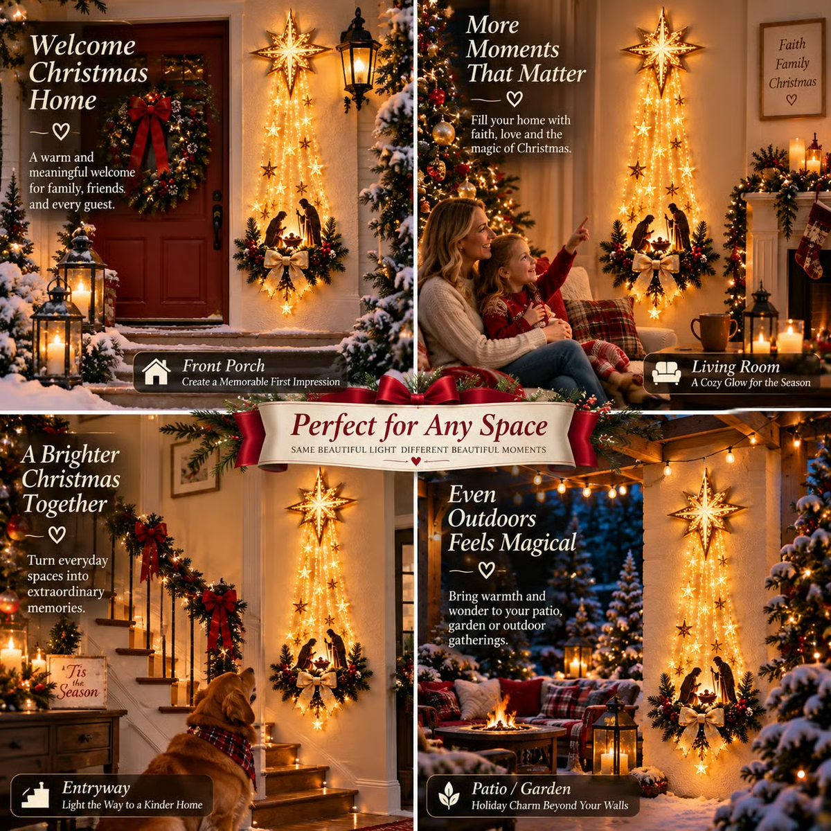 ✝️✨ Bethlehem Star of Faith  Lighted Nativity Wall Decor✨