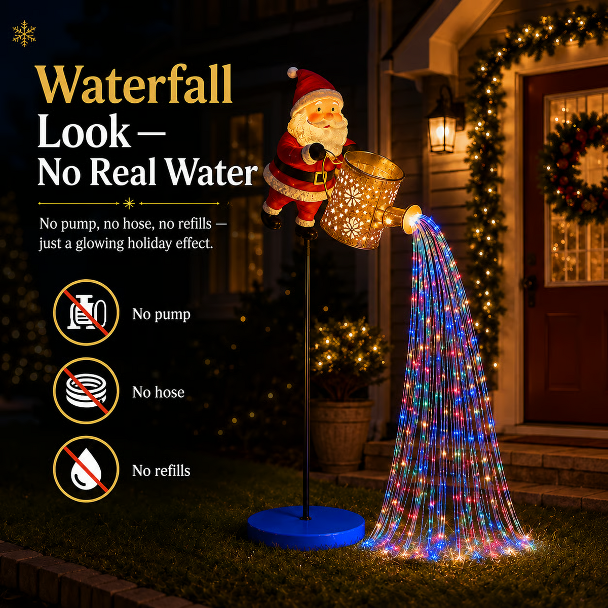 Solar Santa Waterfall Christmas Light