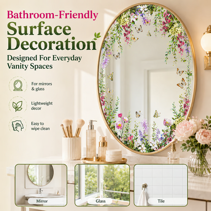 Floral Butterfly Mirror Decoration Stickers