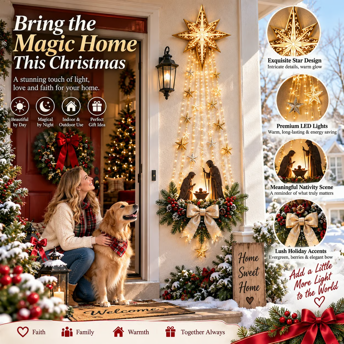 ✝️✨ Bethlehem Star of Faith  Lighted Nativity Wall Decor✨