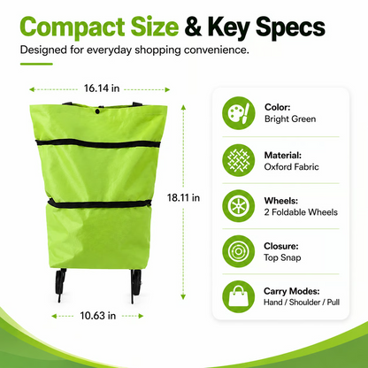 Foldable 2 in 1 Rolling Shopping Tote