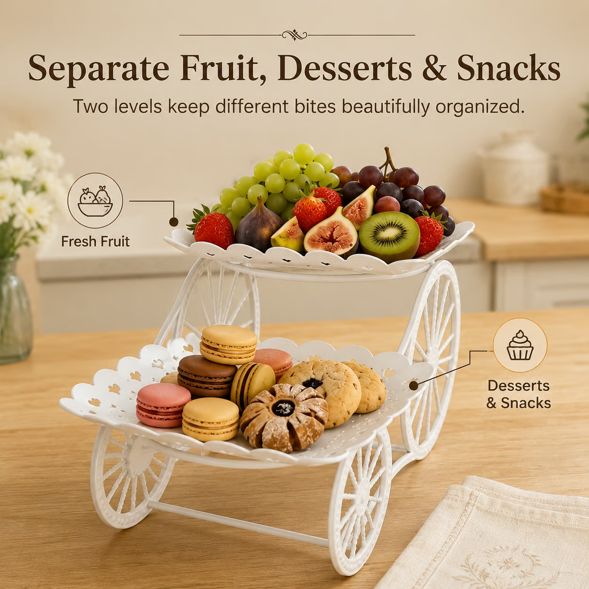 Vintage Carriage Fruit & Dessert Display Stand