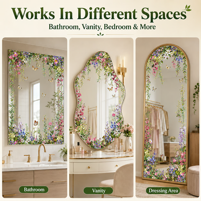 Floral Butterfly Mirror Decoration Stickers