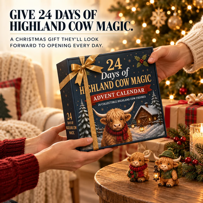 🎁24-Day Highland Cow Advent Calendar – 24 Mini Collectible Surprises