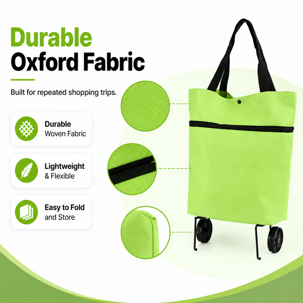 Foldable 2 in 1 Rolling Shopping Tote