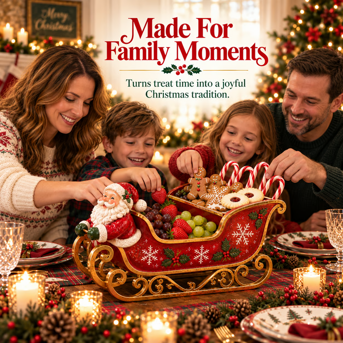 Santa Sleigh Holiday Serving Centerpiece