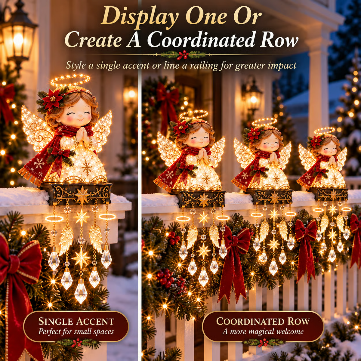 Christmas Angel Porch Railing Lights