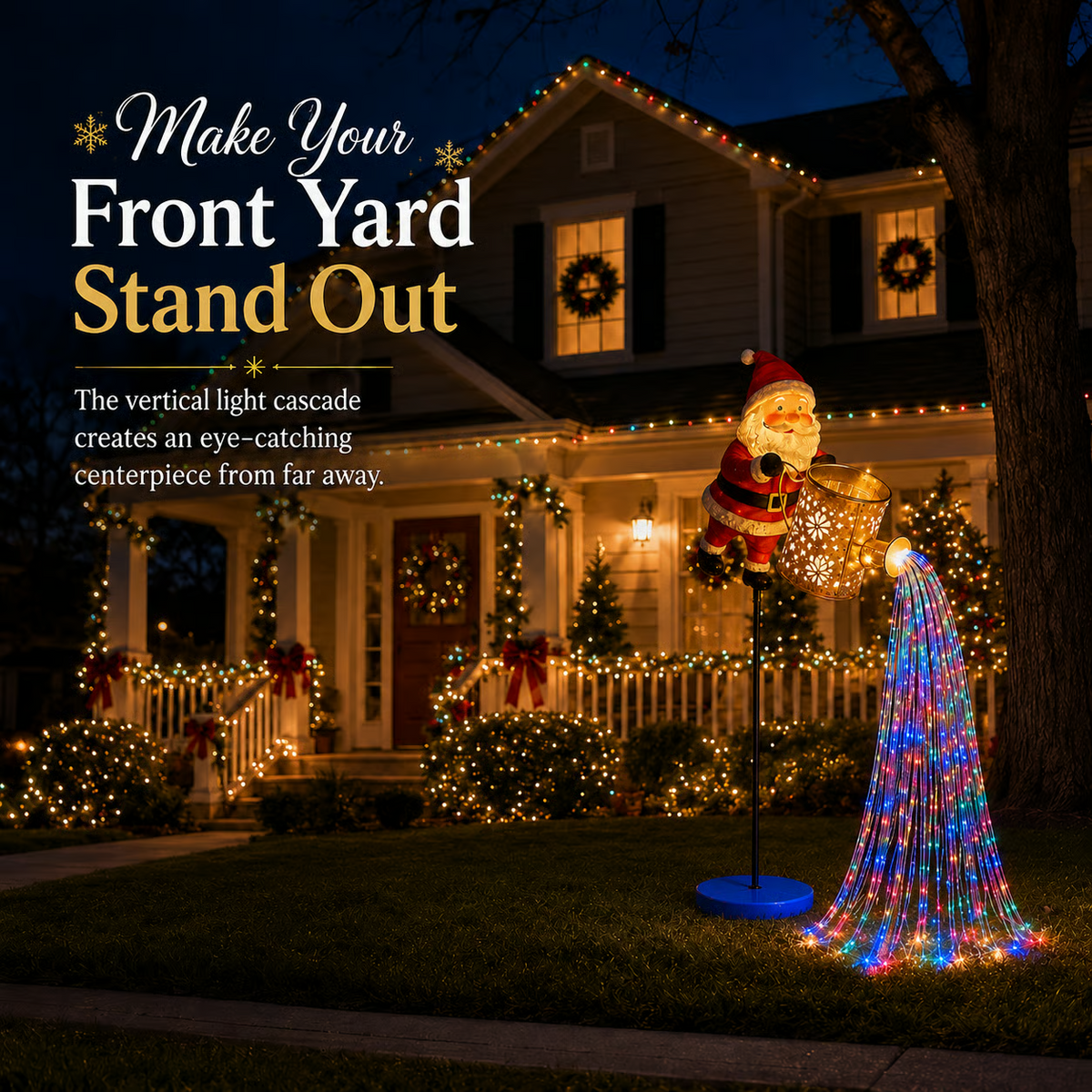 Solar Santa Waterfall Christmas Light