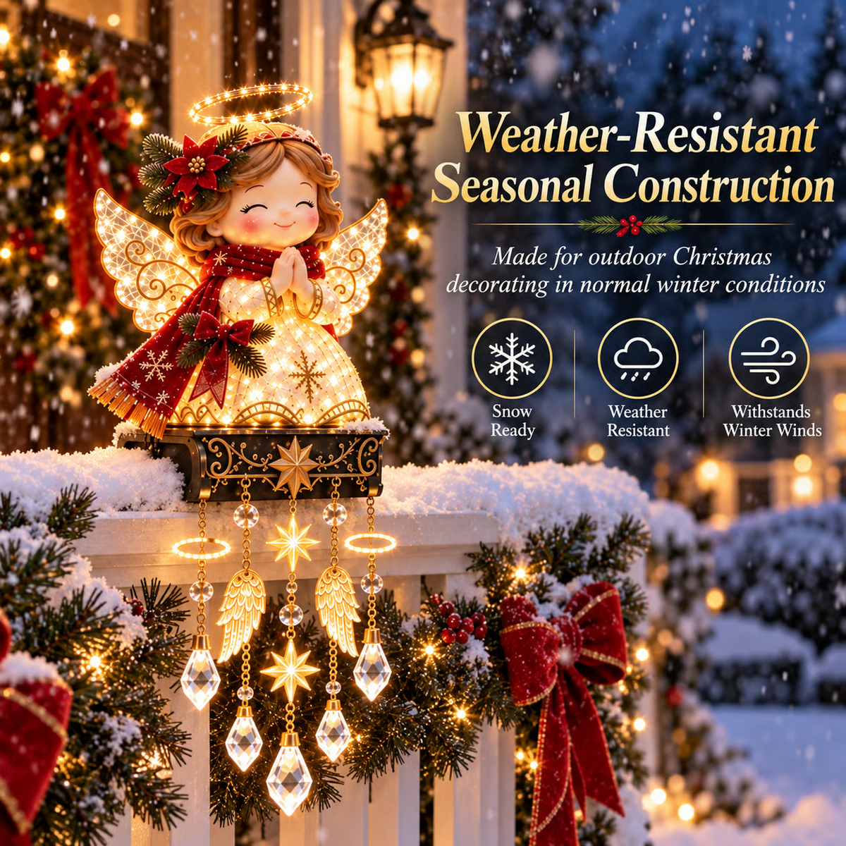 Christmas Angel Porch Railing Lights