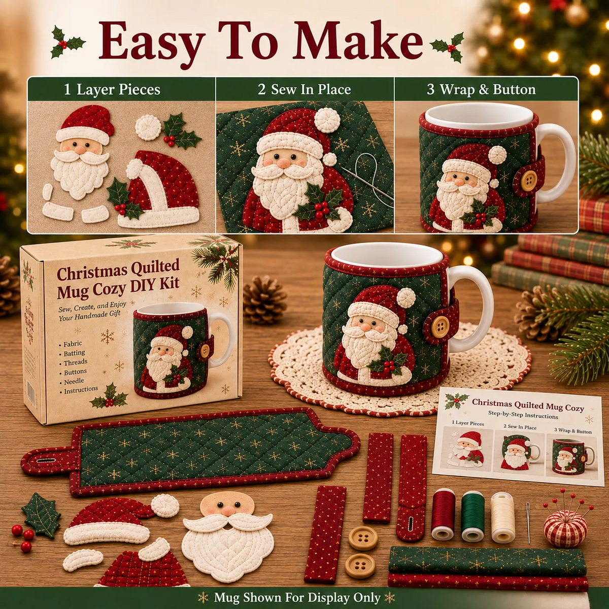 🎄 Christmas Mug Cozy Sewing Kit